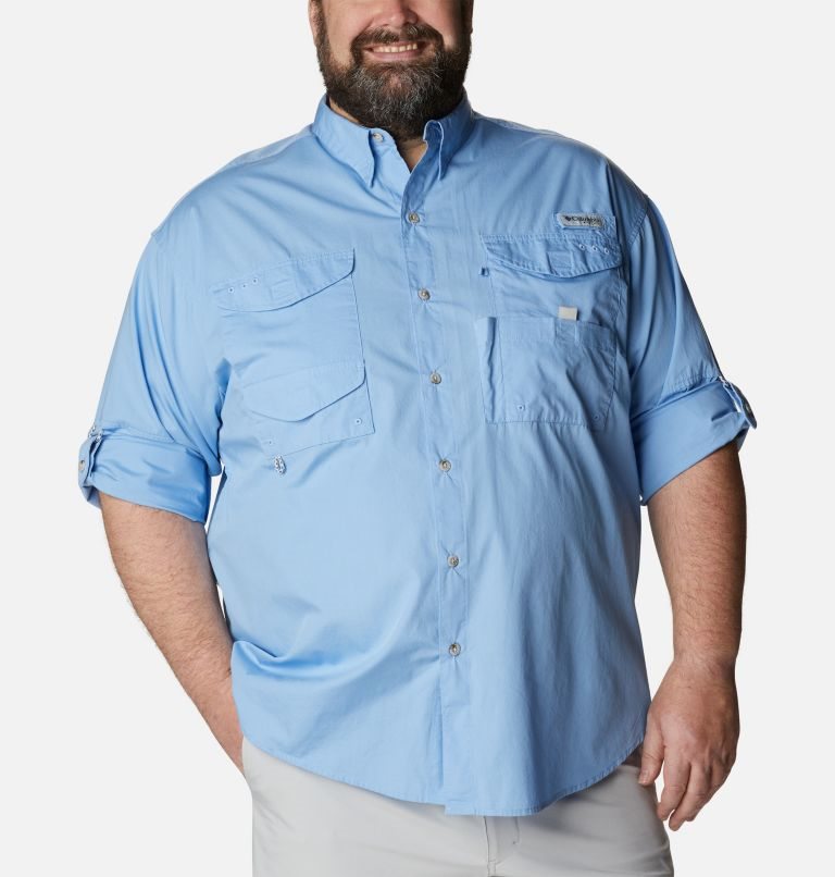 Men's Columbia PFG Bonehead Long Sleeve Shirts Light Blue | Plus Size CA-WA4L0